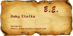 Baky Etelka névjegykártya